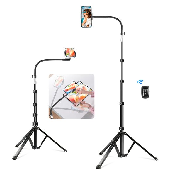 Trípode Elitehood para teléfono, 80 pulgadas de alto, con soporte para cuello de cisne