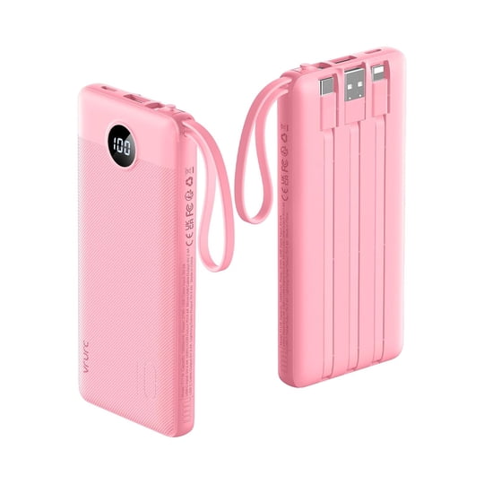 Vrurc - Cargador Portátil Power Bank De 10000 Mah Con Cables Integrados