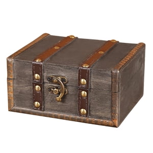 Magideal - Caja Del Tesoro Cajas Decorativas Caja De Cerradura Vintage Hecha A Mano Caja De Almacenamiento Caja De Cofre De Madera Con Cerradura Para Joyería
