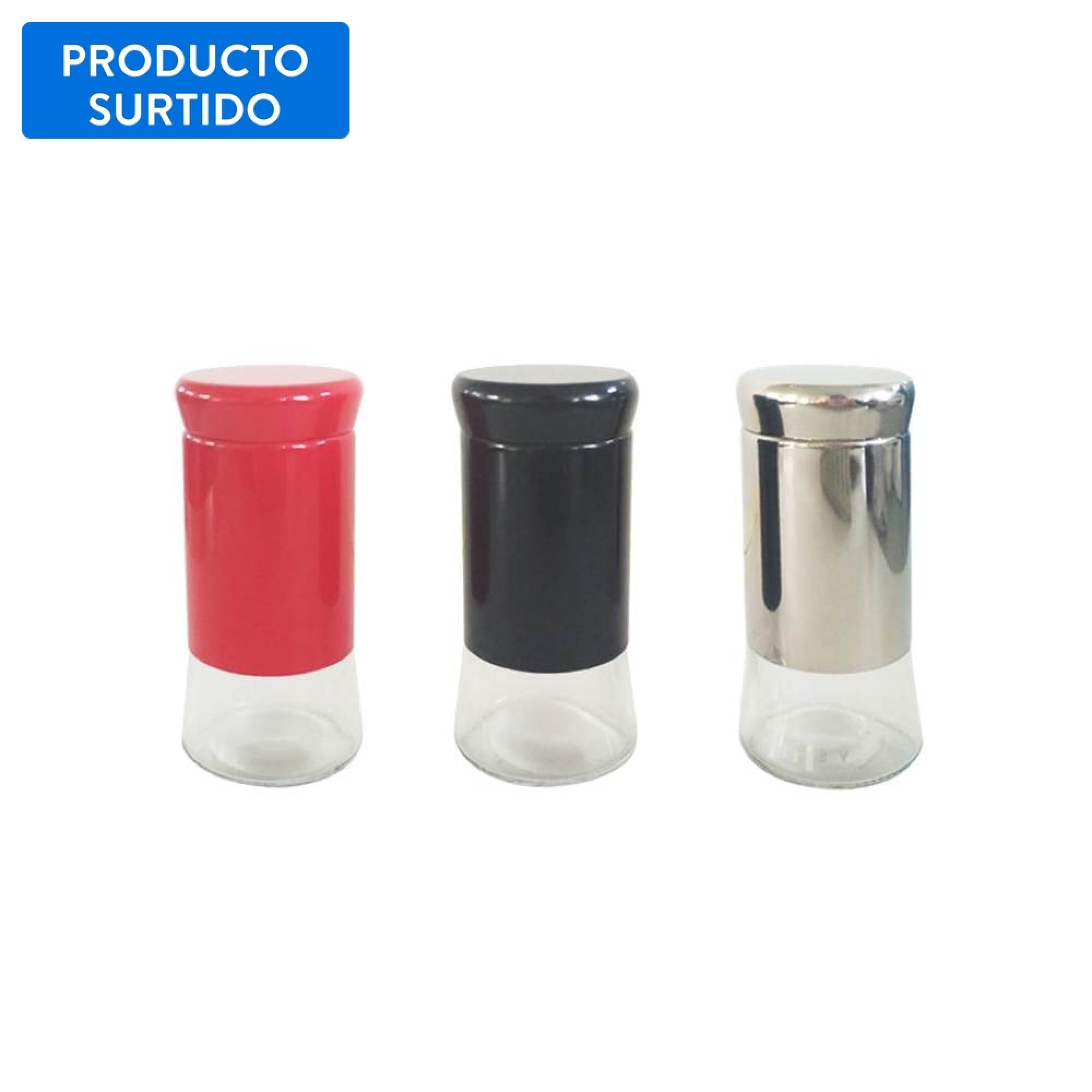 Condimentero Sal/pimienta Vidrio Metal 1 Pieza, Color Surtido 1 Un 1 Un Haus