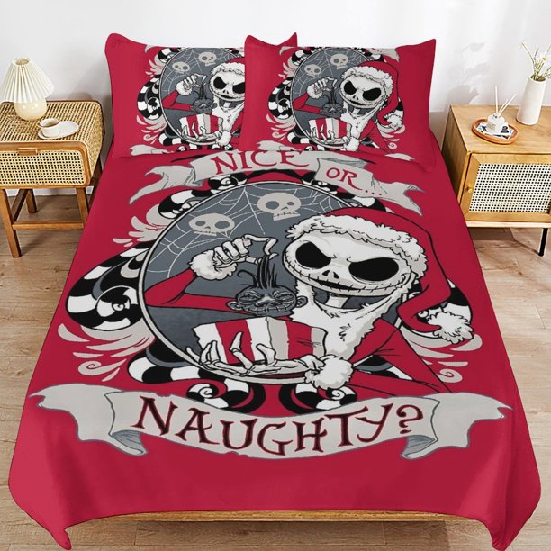 The Nightmare Before Christmas Bed Duvet Cover Microfiber Bedding Sets 3D Printed Lightweight 3 Piece Comforter Sets for Kids Boys Girls