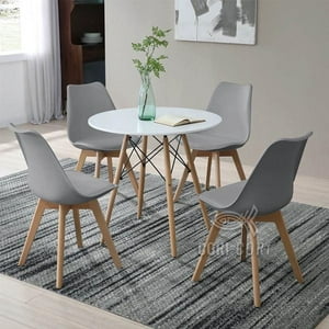 Cori Cori - Comedor Mesa Blanca 80Cms + 4 Sillas Tulip Gris