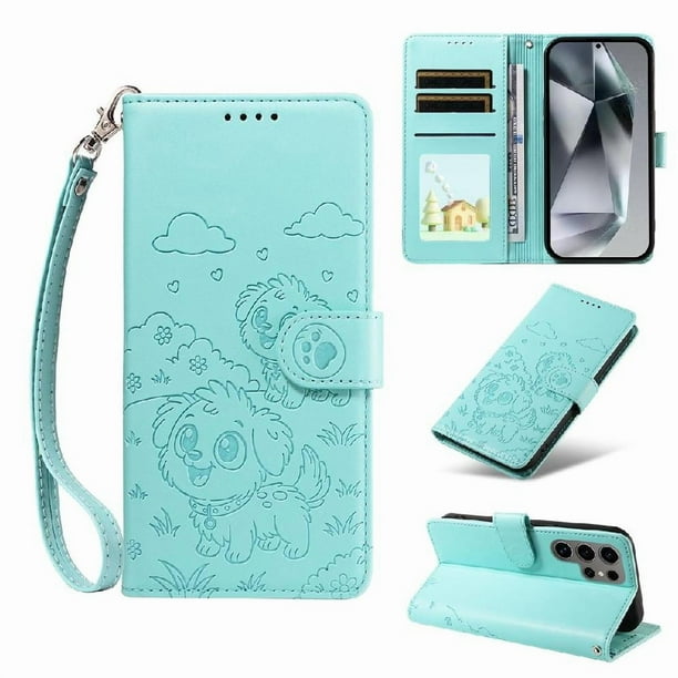 Funda Billetera FOXDOCK Compatible con Samsung Galaxy S24 Ultra, Diseño Perrito Tierno, Ranuras para Tarjetas y Soporte Plegable