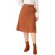 thumbnail image 5 of INSPIRE CHIC Falda Midi de Pana de Cintura Alta para Mujer, Línea A, con Botones al Frente, Plisada, con Cinturón y Bolsillos, Caramelo 3XL, 5 of 7