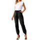 thumbnail image 2 of INSPIRE CHIC Pantalones de Satén para Mujer con Cintura Elástica y Cordón, Pierna Recta, Largo al Tobillo, Joggers Elegantes con Bolsillo L Negro, 2 of 4