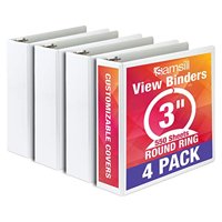 Binder Samsill Economy, 3 Anillos, 3 Pulgadas, 4 Unidades, Color Blanco