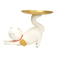 Bothyi - Divertida Estatua De Gato Chino Con Bandeja, Regalo Navideño Para Sala De Estar, Estante Y Oficina