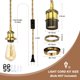 thumbnail image 2 of Kit de Cable de Luz Colgante de 15.4 Pies, Portalámparas E26 Enchufable con Interruptor, Cuerda Retorcida Vintage Industrial, Dorado, 2 of 7