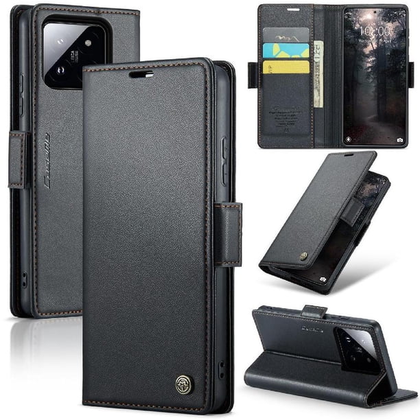 CaseMe tipo cartera Xiaomi 14 con cierre magnético, RFID, tarjetero, soporte, carga inalámbrica