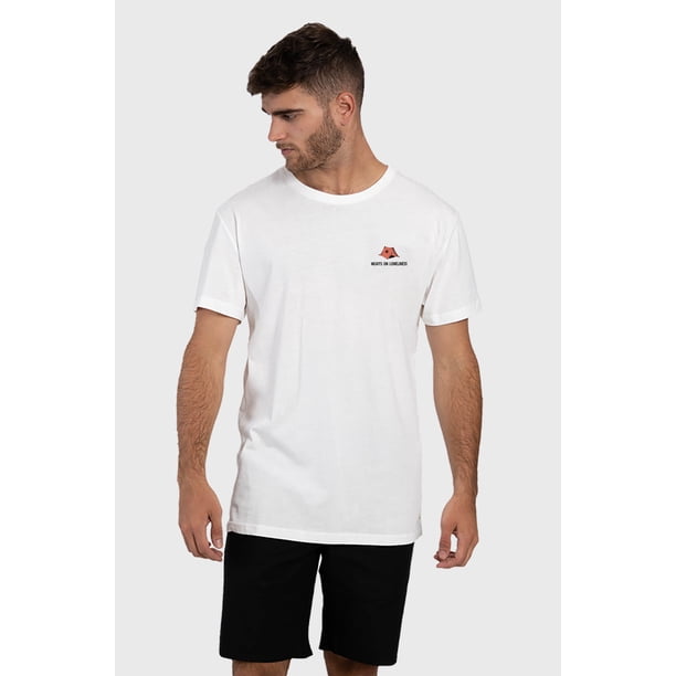 Polera Orgánica Nights on Loneliness Blanco Hombre Falcone
