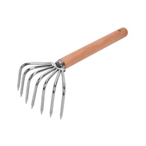 Ioensy - Rastrillo Manual Mango De Madera Cultivador De Mano Herramienta De Jardinería Para Plantas De Patio Trasero Mango Largo 7 Dientes