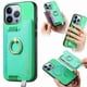 thumbnail image 1 of Funda Magnética para iPhone 15 Pro con Billetera y Anillo, Protector Resistente Verde, 1 of 6
