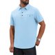 thumbnail image 4 of INSPIRE CHIC Camisas Polo de Playa Hawaianas Casuales de Manga Corta con Bolsillo en el Pecho de Lino para Hombre 2XL Azul Claro, 4 of 6