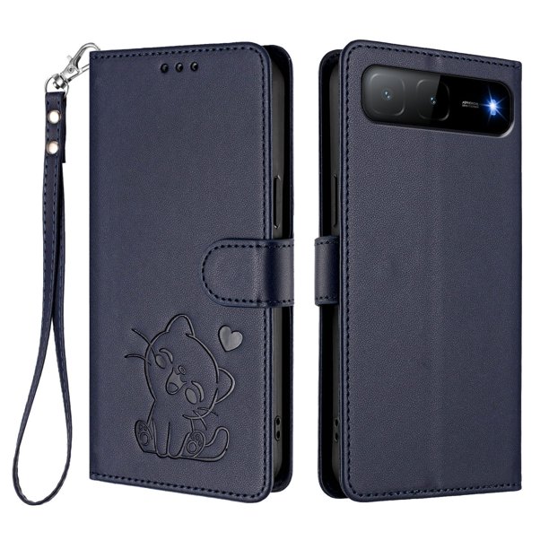 Funda Volteable con Diseño de Gato para Infinix Hot 60i 5G, Azul