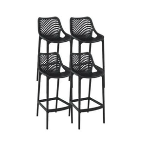 Habita2 Chile - Pack 4 Taburetes City 65Cm Polipropileno Apilables Resistentes Diseño Panal - Negro
