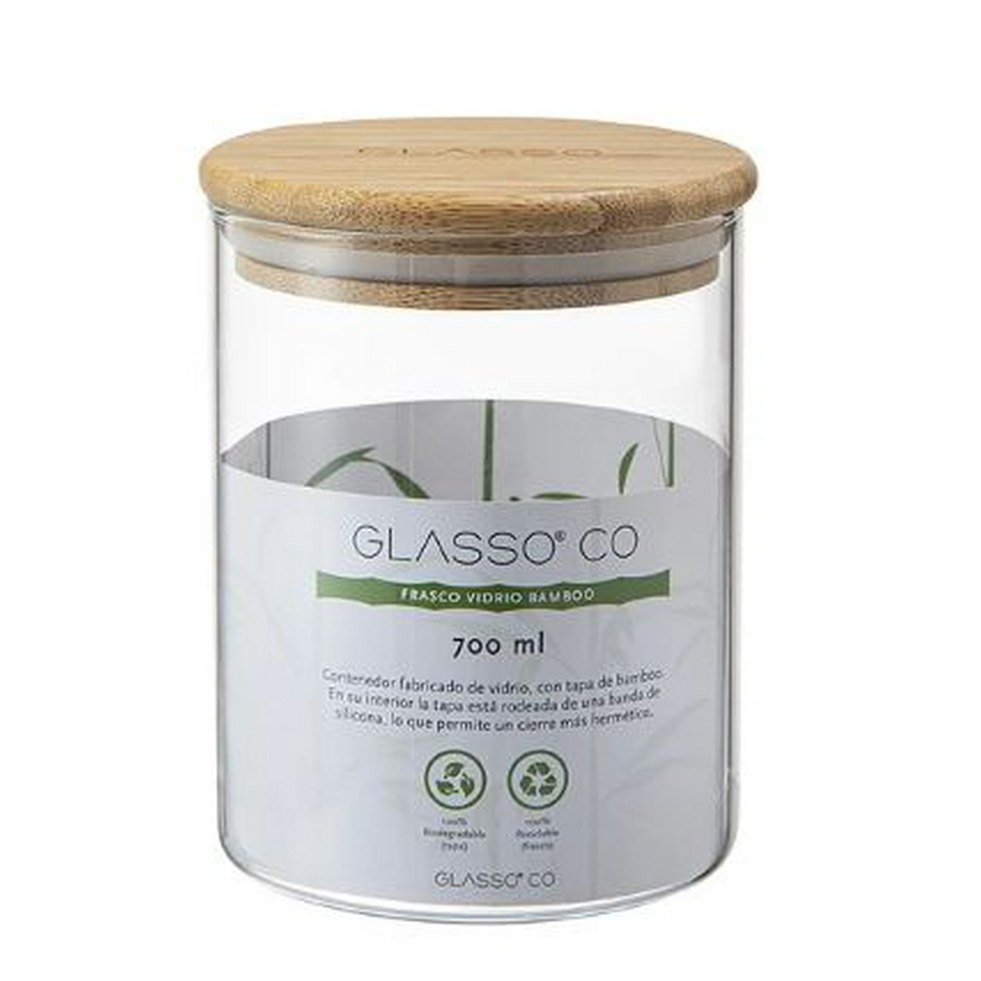 Recipiente Hermético Vidrio Bamboo 700ml Eco Glasso