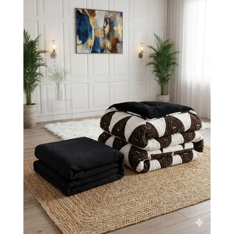 Decoideasemi - Combo Plumón Con Sabana De Polar King Modelo Jacquard Cutting Premium