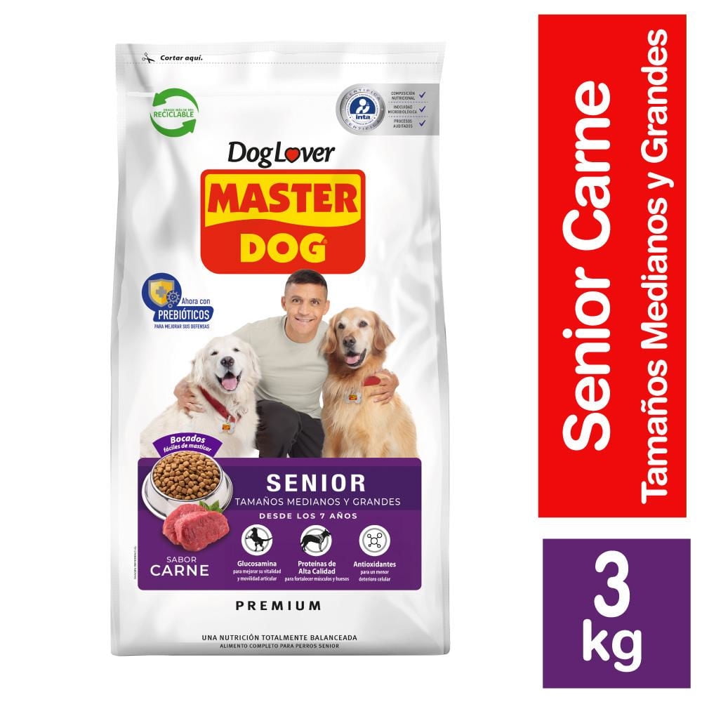 Alimento Seco Perro Senior Raza Mediana/grande Carne Bolsa 3 Kg Master Dog