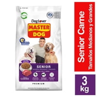 Alimento Seco Perro Senior Raza Mediana/Grande Carne Bolsa 3 Kg Master Dog