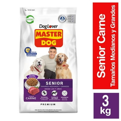 Alimento Seco Perro Senior Raza Mediana/Grande Carne Bolsa 3 Kg Master Dog