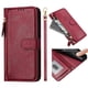 thumbnail image 1 of Funda para Motorola MOTO E7 POWER 2021 con cremallera tipo cartera, tarjetero, marco de fotos, soporte y cordón, de piel sintética. rojo, 1 of 5