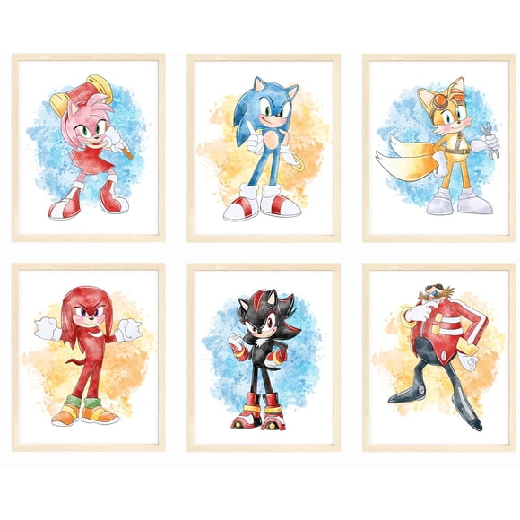 Láminas murales Nistio Hedgehog Kids Sonic 8 x 10, juego de 6
