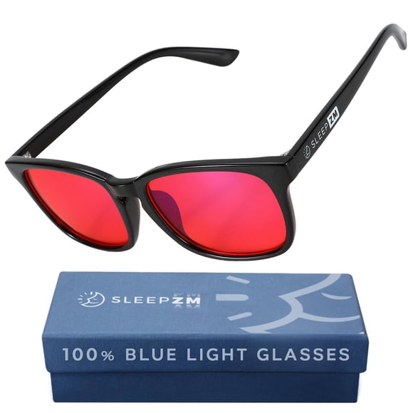 Gafas de luz azul Sleep ZM con lente roja estilo Wayfarer + estuche