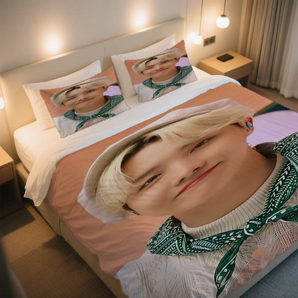 J HOPE Fresh Style Duvet Cover Set Vintage Digital Print Bedding Soft and Breathable Machine Washable