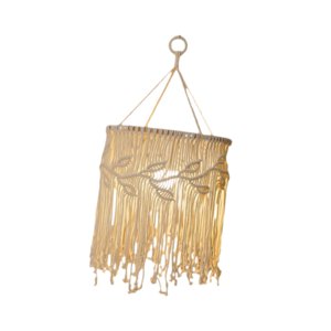 Ioensy - Pantalla De Lámpara De Macramé Tejida A Mano Estilo Bohemio Con Borlas Para Oficina, Sala De Estar, Altura De 65 Cm