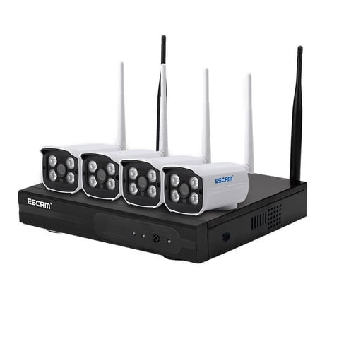 Kit Nvr 4 Cámaras De Seguridad Ip Wifi 720P Escam Wnk403
