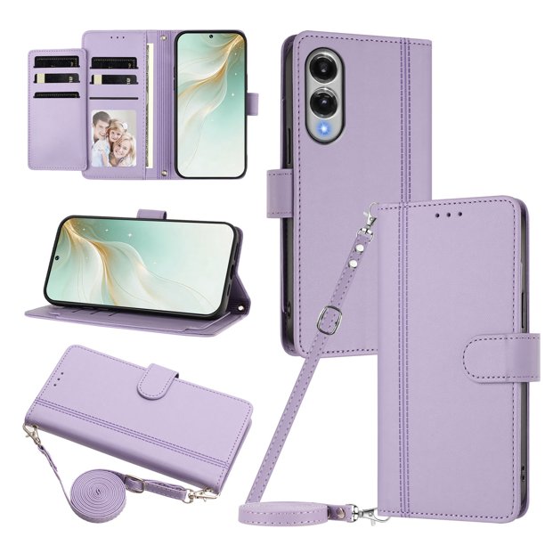 Samsung Galaxy S25 Edge Funda Billetera con Cierre Magnético, Morado Claro