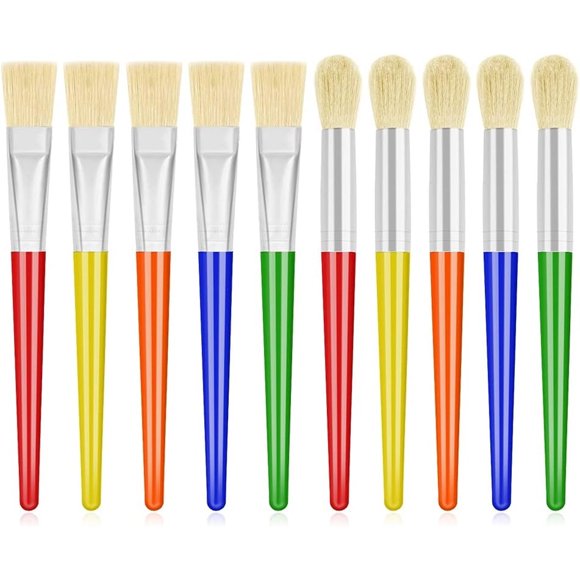 Set de 10 pinceles para niños Anezus, mango estándar, surtidos
