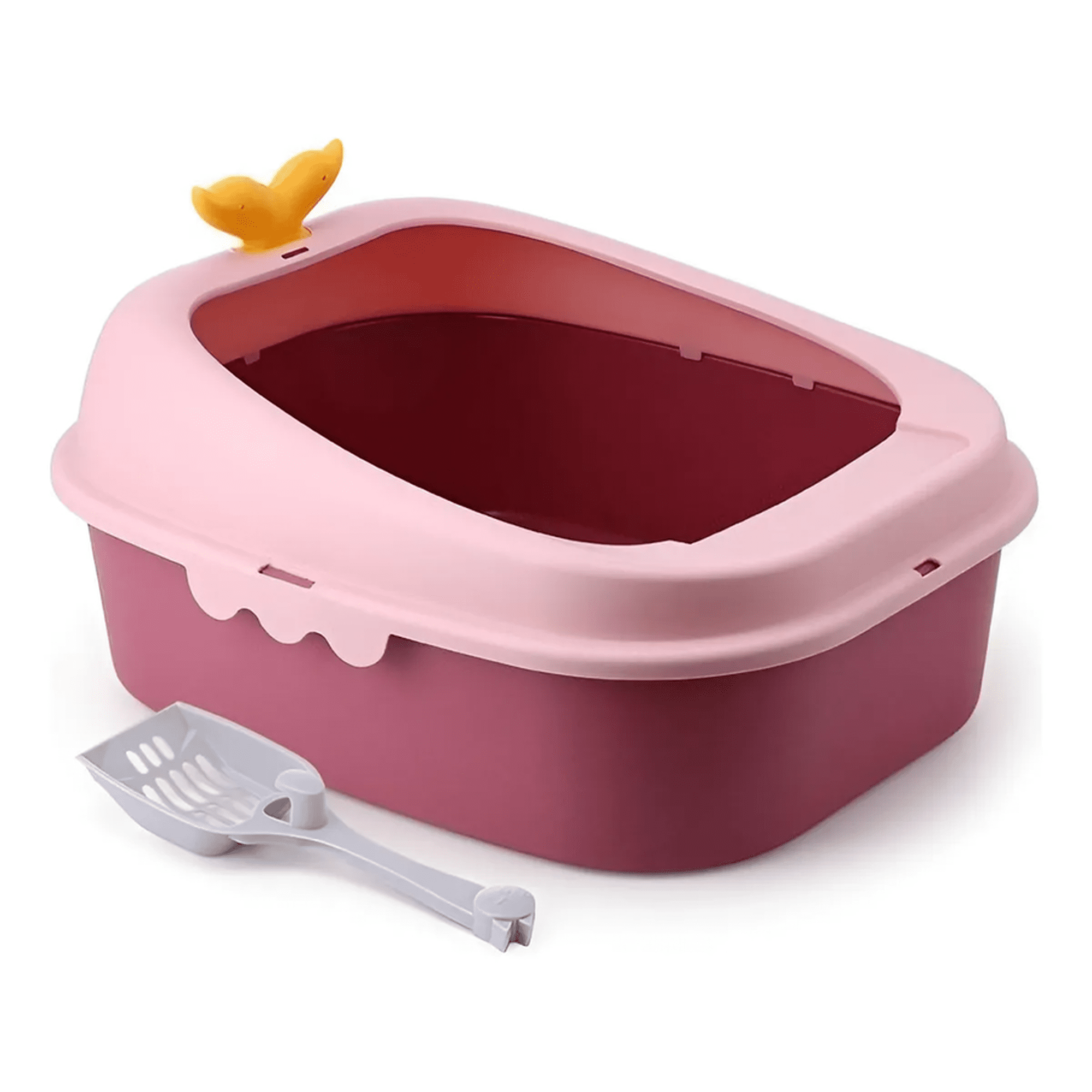 Arenero Para Gato Ballenita Con Pala Y Juguete De Color Rosa