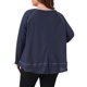 thumbnail image 3 of Agnes Orinda Conjuntos de Halloween Tallas Grandes Top de Punto de Gofre para Mujeres Cuello en V Manga Larga Dobladillo de Retazos Suéter de Punto Blusas 4X Azul Marino, 3 of 6