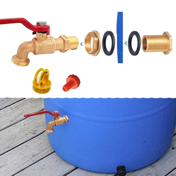 Kit de grifería Rain Barrel Musibo, grifo de latón para barril de agua