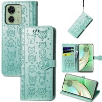 Funda Cartera Foxdock Para Moto Edge 40 , Flip Pu Con Relieve De Gatos Y Perros, Tarjetero Y Soporte