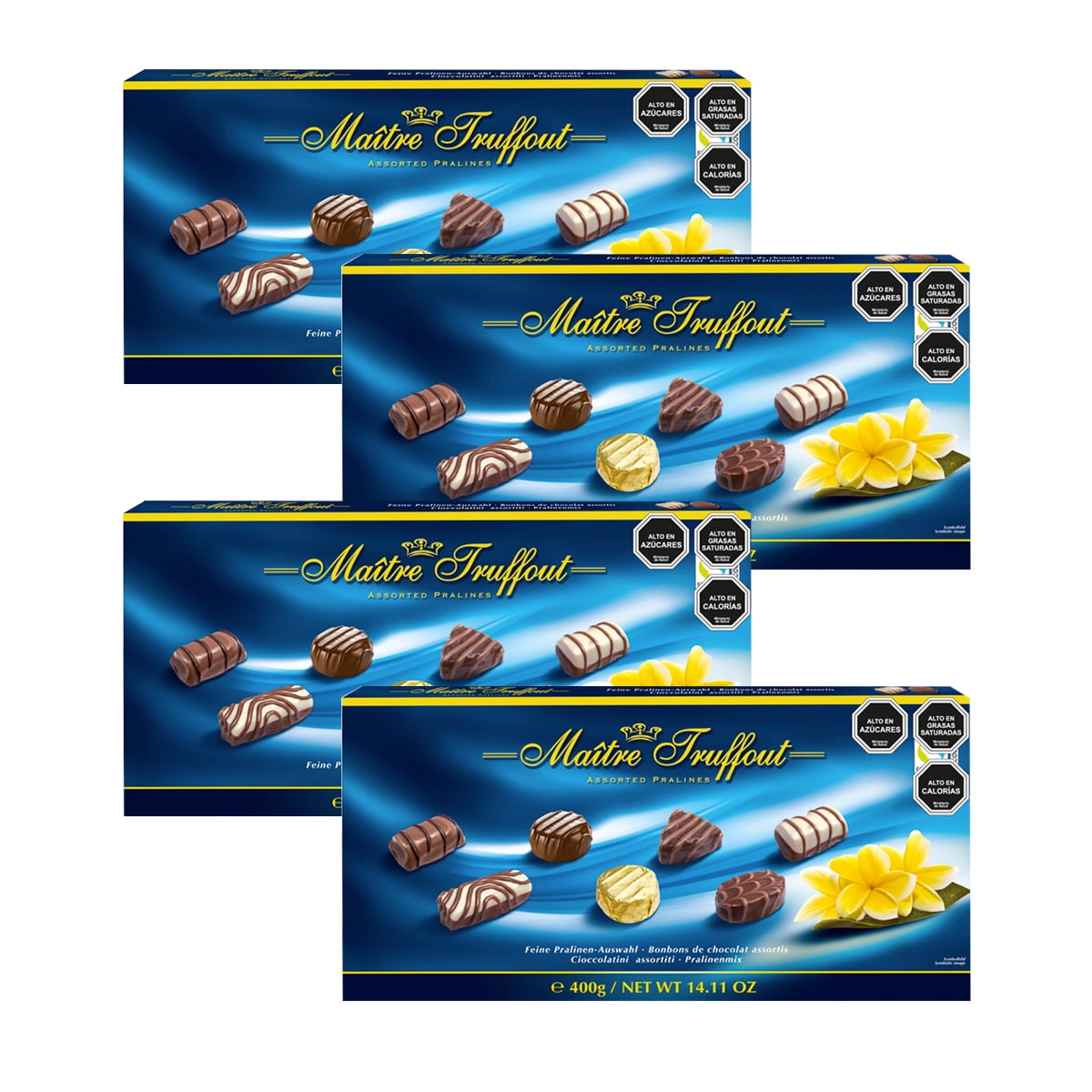 Maitre Truffout - Pack 4 Estuches Bombones Selección Blue 400g