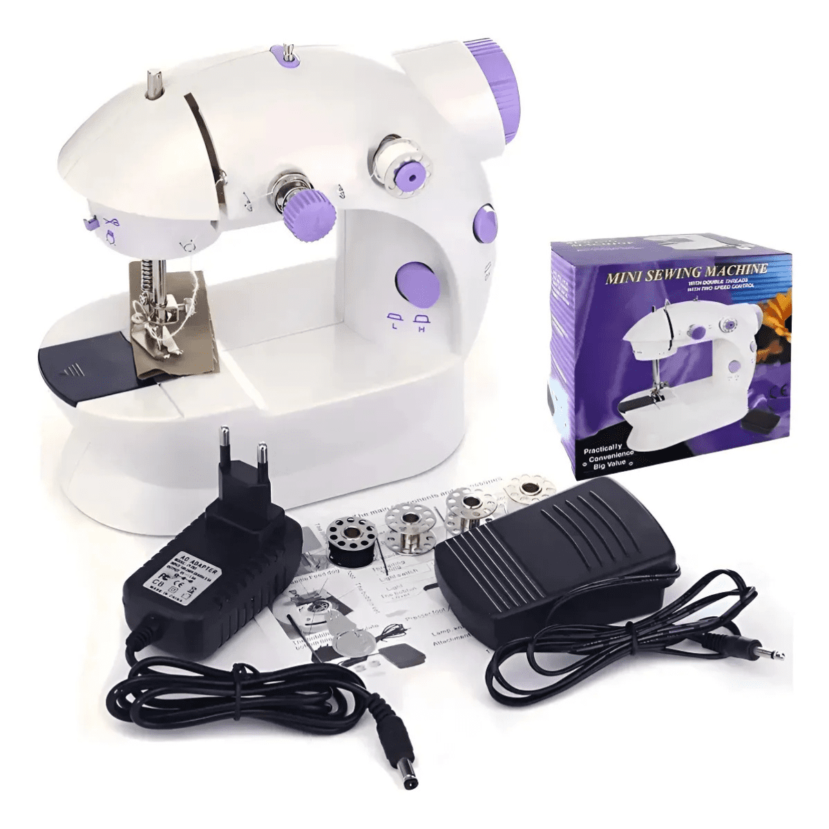 Genérico - Mini Máquina De Coser Eléctrica Portátil Para Ropa Con Pedal