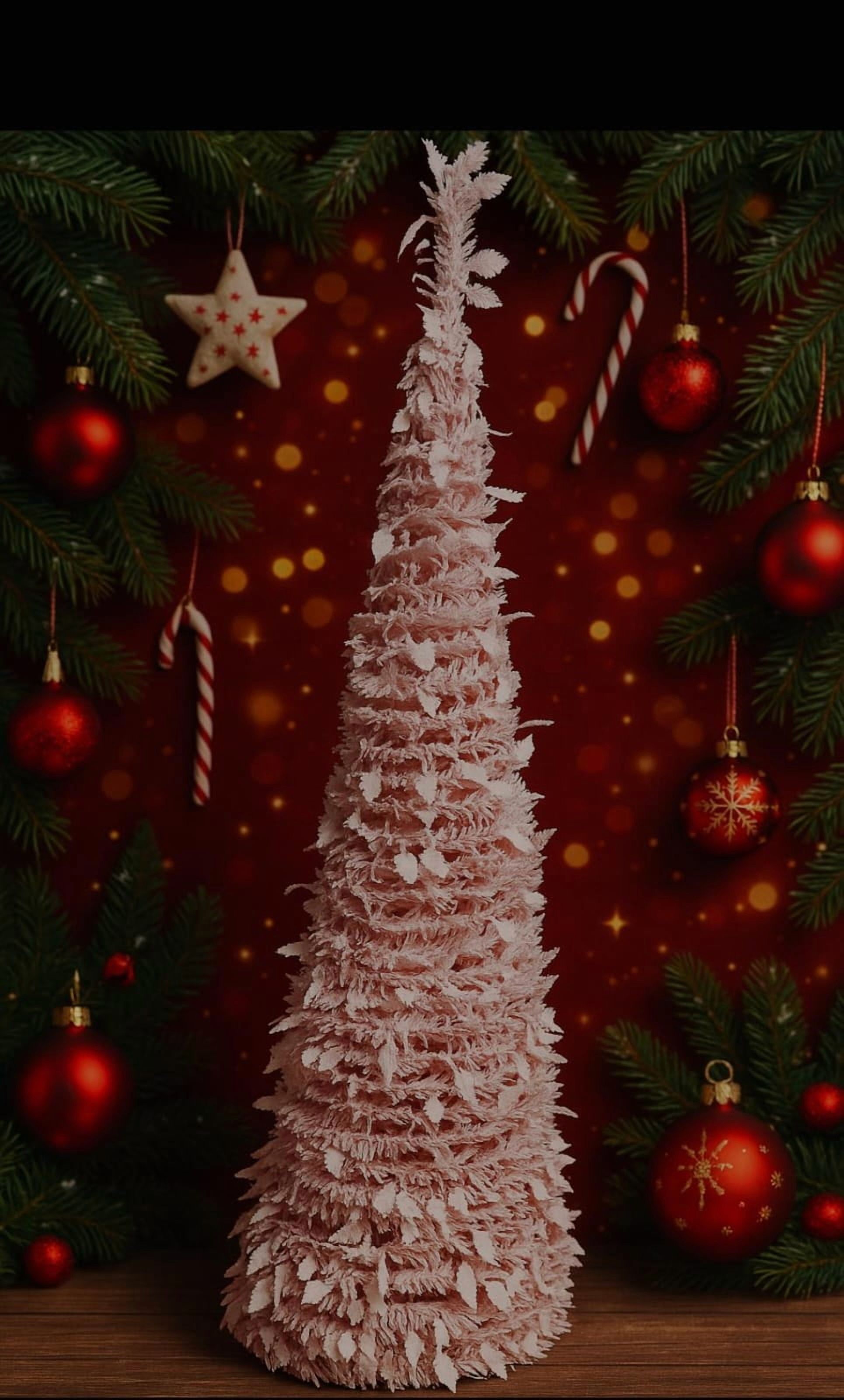 Aladdins Shop - Arbol De Navidad Plegable Pino Rosa Nevado Artificial 150Cm - Armado Instantaneo