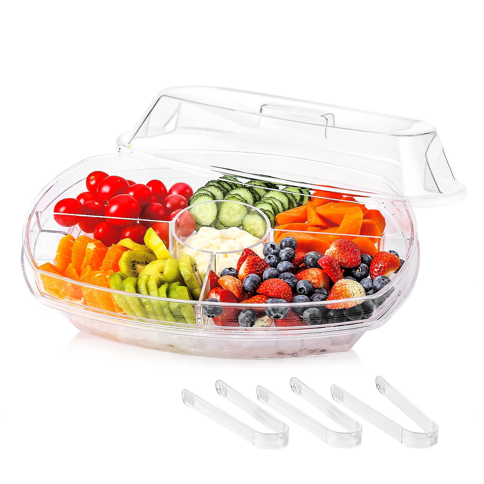 Bandeja Para Servir Ivyhome, Bandeja De Camarones Con Verduras Enfriadas Con Hielo Y Frutas