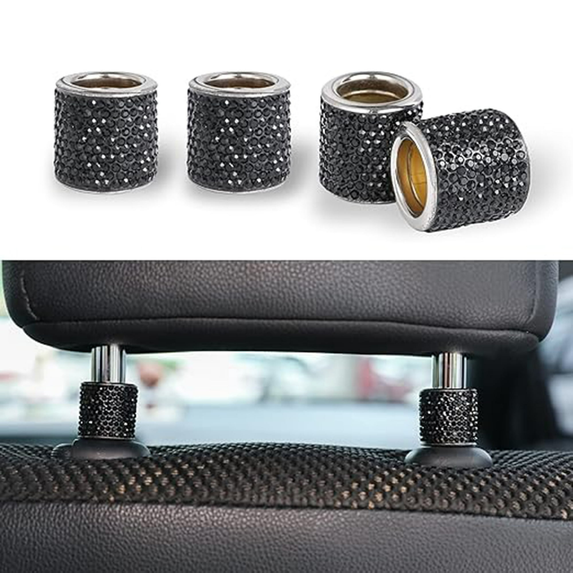 Veat00l - Decoración De Almohadillas Para Asientos De Automóviles, Decoración De 4 Almohadas Para Asientos De Automóviles, Accesorios Para Asientos Interiores De Automóviles De Diamantes Artificiales