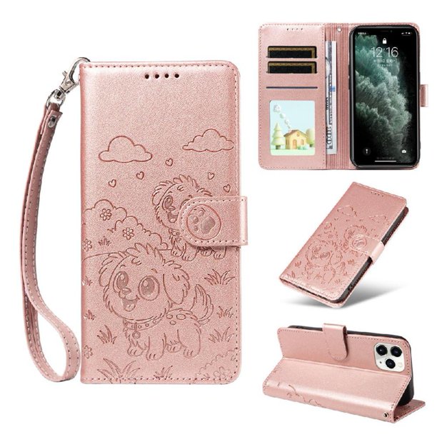 Funda Billetera FOXDOCK Compatible con iPhone 11 Pro , Diseño Perrito Tierno, Ranuras para Tarjetas y Soporte Plegable