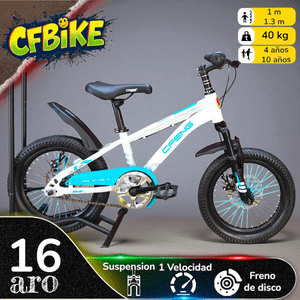 Vipnetwork - Bicicleta Aro 16 Cfbike Cfeng Con Freno Disco Blanco Verde