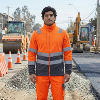 T-World - Micropolar Alta Visibilidad Bicolor Clase 2 Reflectante Hombre Naranjo