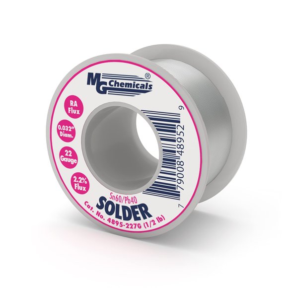 Solder MG Chemicals 4895-227G 60/40, núcleo de colofonia con plomo, 227 g