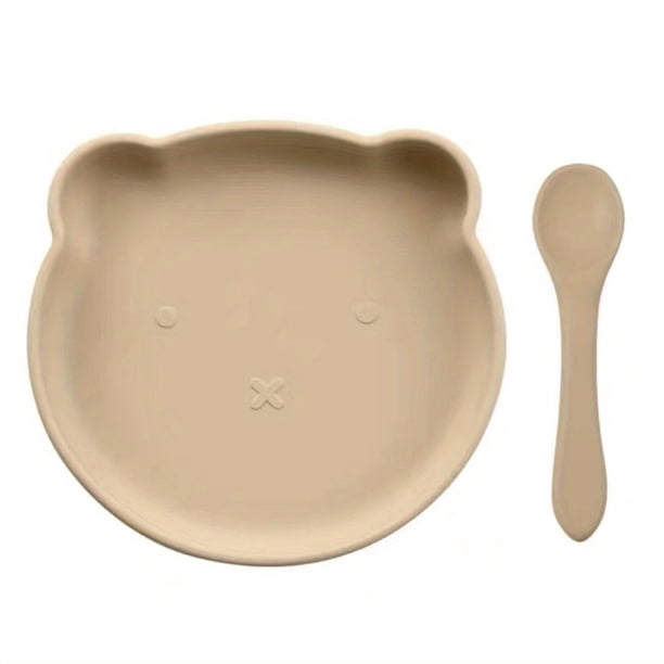 2 Piece Silicone Plates Set With Spoon For Babies Kids Toddlers, Baby Food Plates With Suction, BPA-Free,Microwave, Dishwasher & Oven Safe-Infant Feeding Bowls