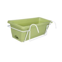 Magideal - Caja De Flores De Ventana Colgante Balcón Jardinera Colgante Nórdico Con Estante Drenaje Desmontable Jardinera De Flores Para Decoración De Verde Claro