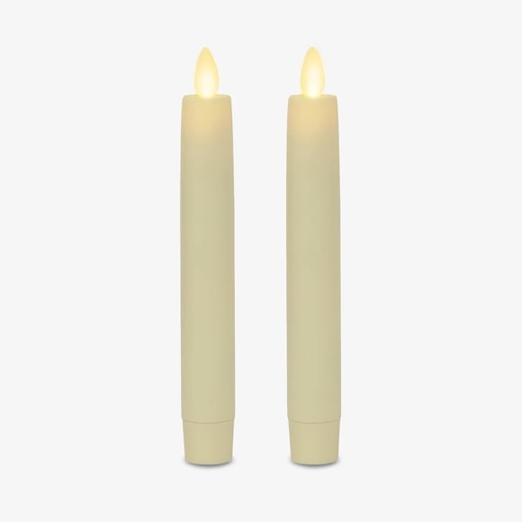 Vela cónica sin llama Luminara Ivory de 1 x 15 cm, paquete de 2