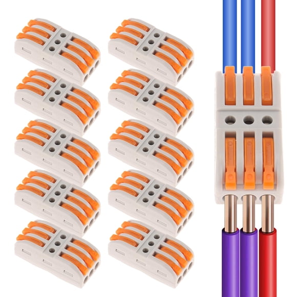 Conectores De Cable Con Palanca De 10 Piezas 3 Circuitos 28 12 Awg