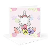3Drose - Tarjeta De Felicitación 3D Rose Con Bonito Unicornio Para El Día De San Valentín